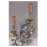 2 Light, Brass Tone & Glass Parrot Form Sconce