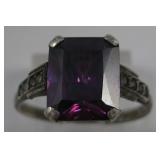 Vintage Sterling Silver Hallmarked Amethyst Ring