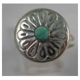 Sterling Silver Flower Form Turquoise Inlay Ring