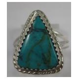 Sterling Silver Triangle Form Turquoise Ring