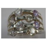 Sterling Silver White & Pink CZS Hallmarked Ring