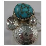 S.W. / S.S. Natural Spider Web Turquoise Ring