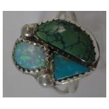 S.W. / S.S. Natural Turquoise & Opal Inlay Ring