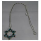 Sterling Silver Needlepoint Turquoise Pendant