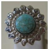 South West Style Sun Form Turqouise Inlay Ring