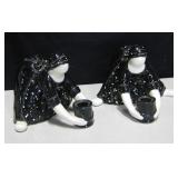 2 Vintage Dept. 56 Peasant Lady Candle Holders