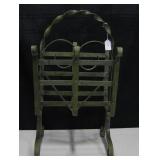 Vintage Olive Green Tone Metal Magazine Rack