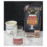VNTG Peanut Jar, Glass Popcorn Jar, Beer Cap Board