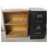 Wooden 2-Shelf  & 2-Drawer Filing Cabinets