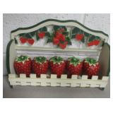 Wood & 5pc Ceramic Strawberry Form Spice Rack