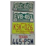 TX / NM & 2 CO Vehicle License Plates