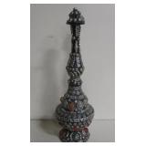 Moroccan Style Pewter Perfume Bottle 8.5"