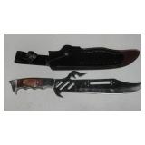 16"L Pierced Hunting Knife w/ Leather Sheath