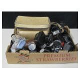 Various VNTG Cameras, Lenses, Accessories & Cases