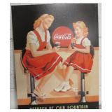 Coca Cola Co VNTG Style Mother Daughter Tin Art