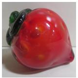 Murano Style Bowl Accent Strawberry Form Art Glass