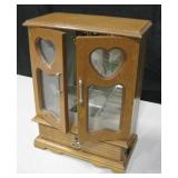 Miniature Wood & Glass Jewelry Display Cabinet