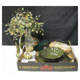 Various Faux, Brass & Ceramic Table Items & More