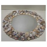 Greek Style Round Shell Inlay Art Mirror, 15.5"D