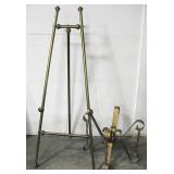 Brass Gallery Easel & Scrolling Metal Table Base