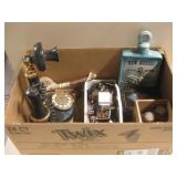 Vintage Phone, Matches, Decanter, Tin Box & More
