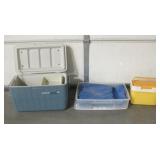 Lg & Sm Ice Cooler, Tarp & Storage Unit w/ Top