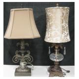 Fleur-de-lis Form & Glass Globe Table Lamps