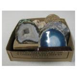 Various Dyed Geodes & Book End Minerals