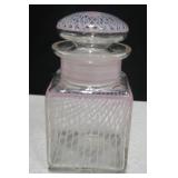 Czech-Slovakian Pink Geometric Line Art Glass Jar