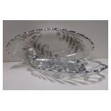 2 Heisey Oval Dishes w/ Silver Trim & Pattern