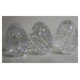 3 Polish Violetta Co Lead Crystal Egg Paperweights