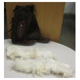 Knee Hi N.A. Style Leather Boots w/ Faux Fur Trim