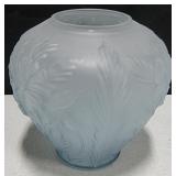 8" Blue Satin Tiffin Poppy Vase by Cambridge Glass