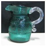 Vintage Emerald Green MMA Glass Water Pitcher