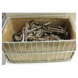 Crate of Vintage Antique Chains, RR Spikes & More