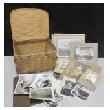 Vintage Picnic Basket w/ Various Vintage Photos