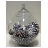 Large Glass Globe & Final Lid w/ Pine Cones