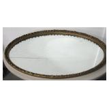 VNTG Wood Foliate Carved Oval Mirror 38" x 26"