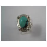 Sterling Silver & Spider Web Turquoise Ring