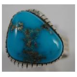 Sterling Silver & Blue Gem Turquoise SW Ring