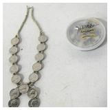 Lot of Silver Pieces & Quarter Necklace