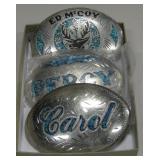 Turquoise Inlay Belt Buckles, Carol, Percy & Ed