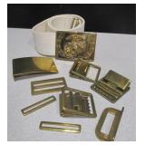 USMC White Belt & 5 Gold Tone Belt Buckles