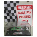 Nascar #18 Model Car, Pit Crew, Flag & Sign