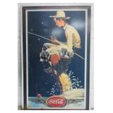 Coca Cola Co. VNTG Style Fishing Boy Tin Art Panel