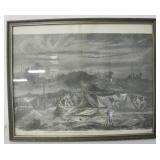 21" X 17" Framed "A Night Scene in the Trenches"