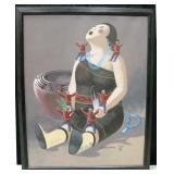 Original Acrylic Signed Cleveland Singing Mother