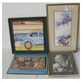 4 Assorted Art Pieces, Largest is 17.75" X 28.25"