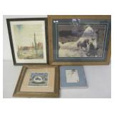 4 Assorted Art Pieces, Largest is 27.5" X 18.5"
