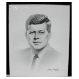 1989 G. Saderup JFK Illustration Print Matte Board